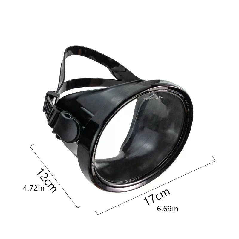 Ovale Schnorchel-Tauchmaske, Speerfischen-Maske, Panorama-Weitsicht-Tauchbrille, gehärtete Glaslinse, Tauchbrille für Erwachsene