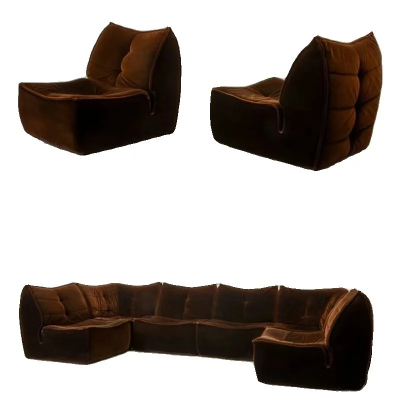 Sofa single lazy sofa living room small apartment solid wood fabric simple and modern