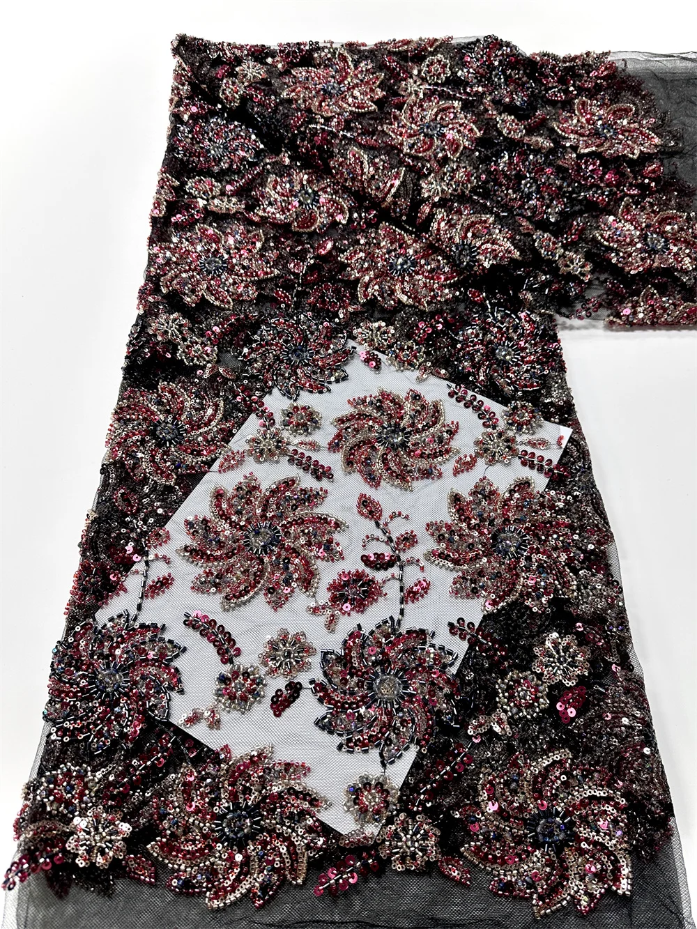 African Sequins Lace Fabric High Quality French Nigerian Groom Lace Mesh Fabrics Beads Stones For Sewing Dress Wedding Party