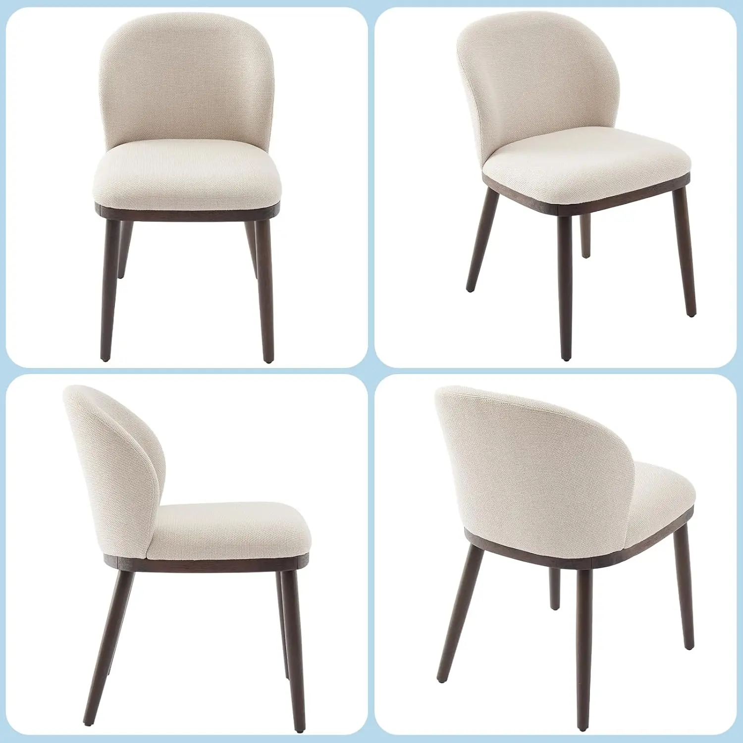 Dining Chairs Set of 2 Modern Upholstered Kitchen Dining Chairs with Ergonomic Back Support Wood Legs for Dining Room, Restauran view 6