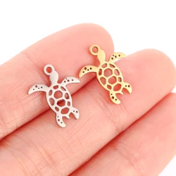 5Pcs/Lot Marine Animal of Turtle Stainless Steel Charms Sea Turtle Pendant Kawaii Charm DIY Jewelry Making for Bracelet Necklace