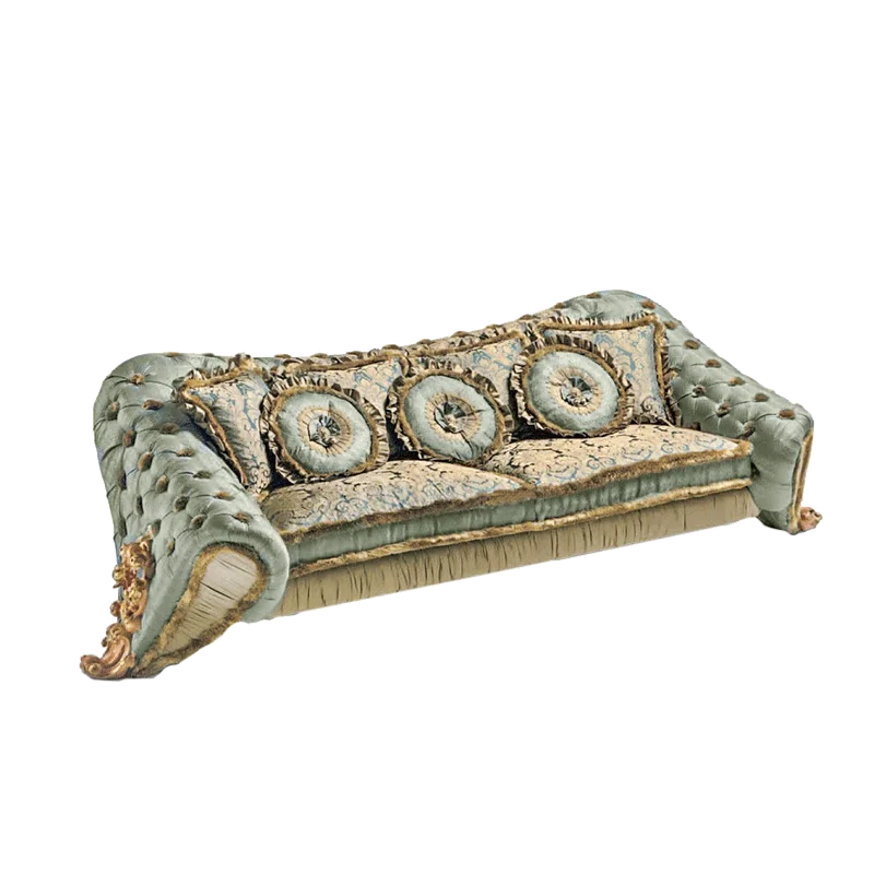 Left and right sofas, European solid wood carving flower living room sofas, palace French luxury fabric sofas