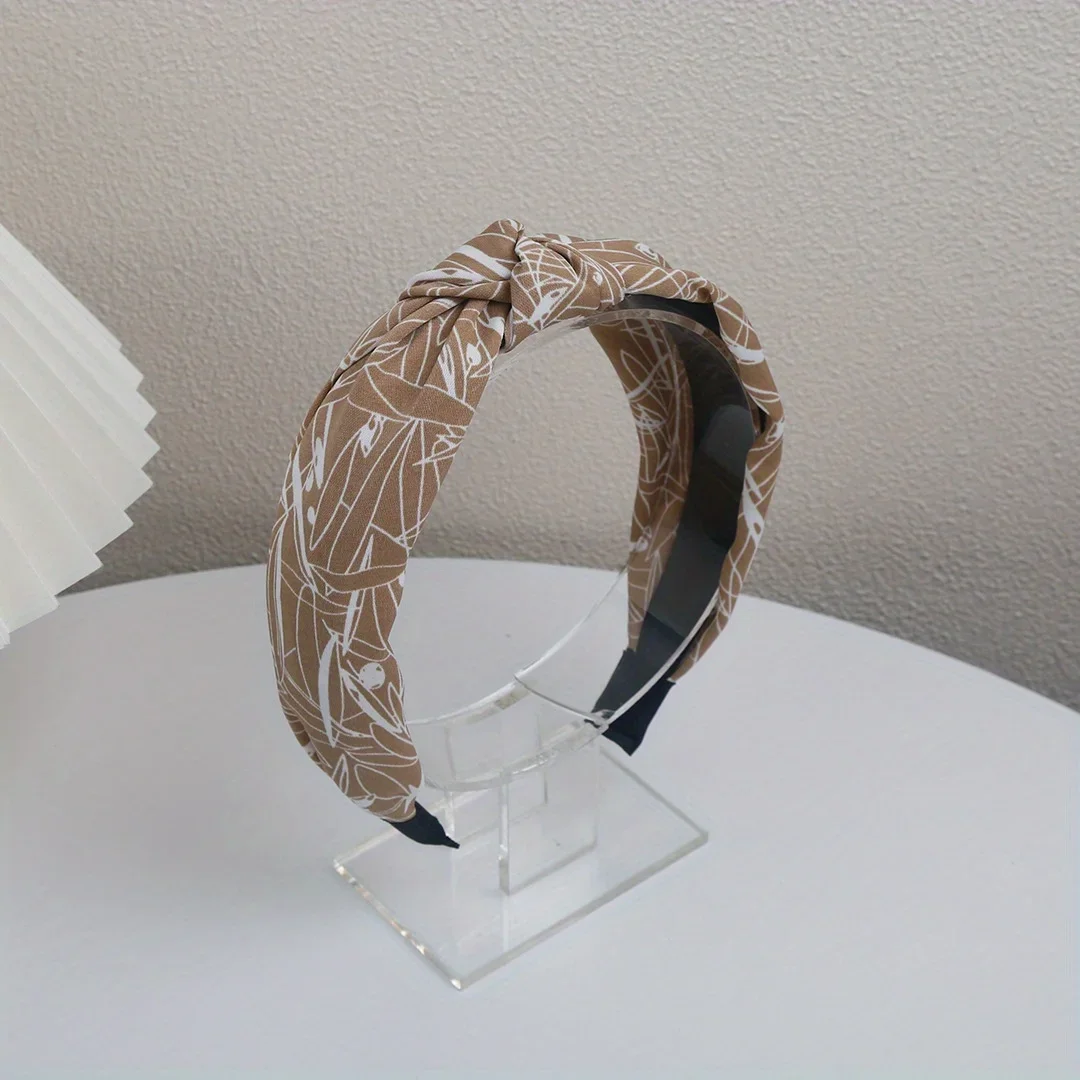 

Vintage Knotted Headband Wide Elastic Design High Crown Non-Slip for Women Girls Daily Commuting Work Hair Accessories