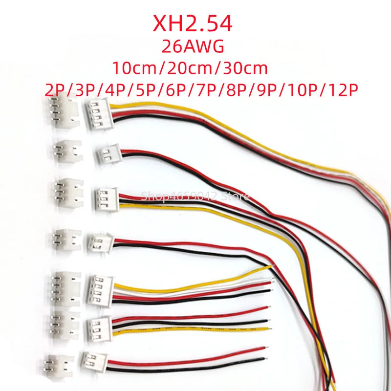 5sets XH 2.54mm Wire Cable Connector 2/3/4/5/6/7/8/9/10/12Pin Connector Plug with Length 10cm/20cm/30cm Wires Cables 26AWG