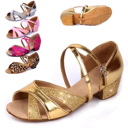 Chaussures de danse à sequins pour enfants, sandales souples, salle de Rh, tango, jazz moderne, salsa, latine, vente en gros, filles