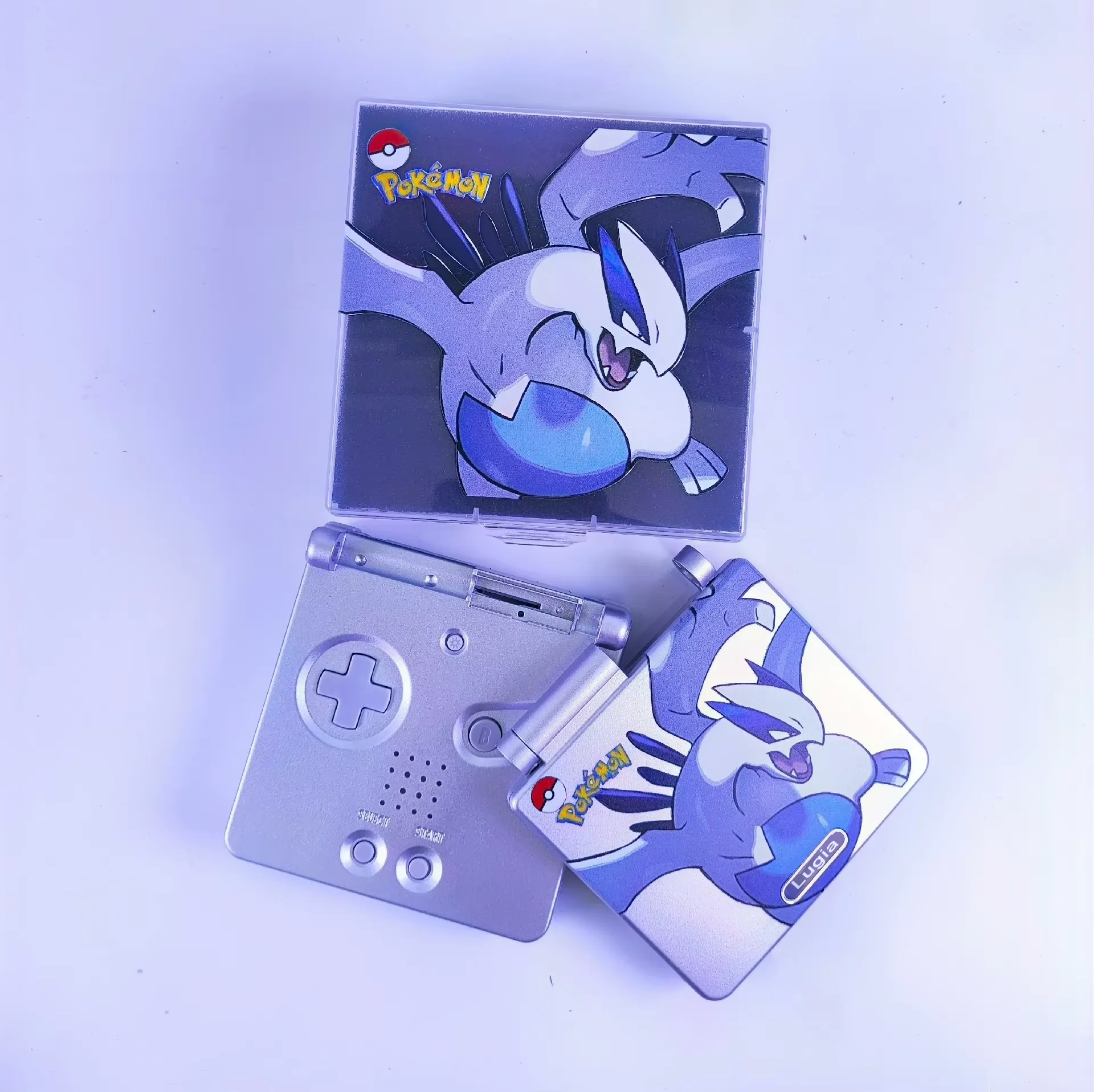 gba-sp用パッケージとシェルセット-ポケットモンスター-ルギア-シルバーリミテッドエディション（箱付き）ipsスクリーン対応