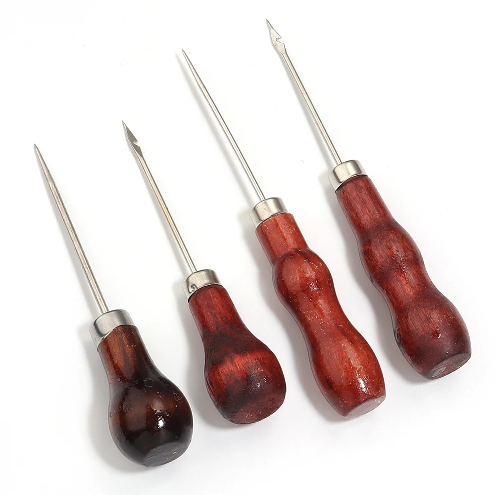 เข็มเจาะรูหนัง ด้ามไม้ สำหรับงาน DIY เย็บเต็นท์หนัง เครื่องมือซ่อมรองเท้า เย็บมือ งานฝีมือหนัง เข็มกรวย