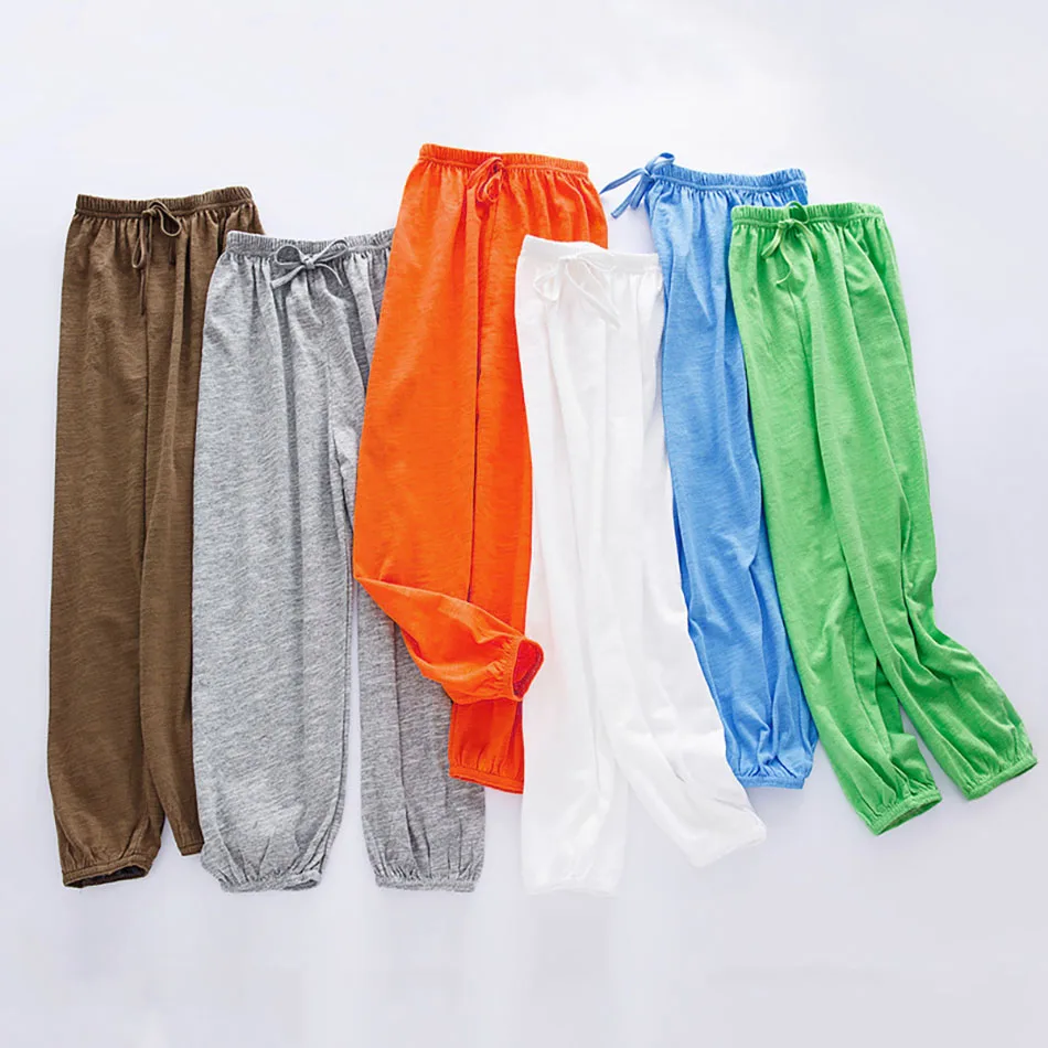 Children's Summer Leggings Exercise Pants With Wide Pine And Bamboo Knots Cotton Air Conditioned Home Pants