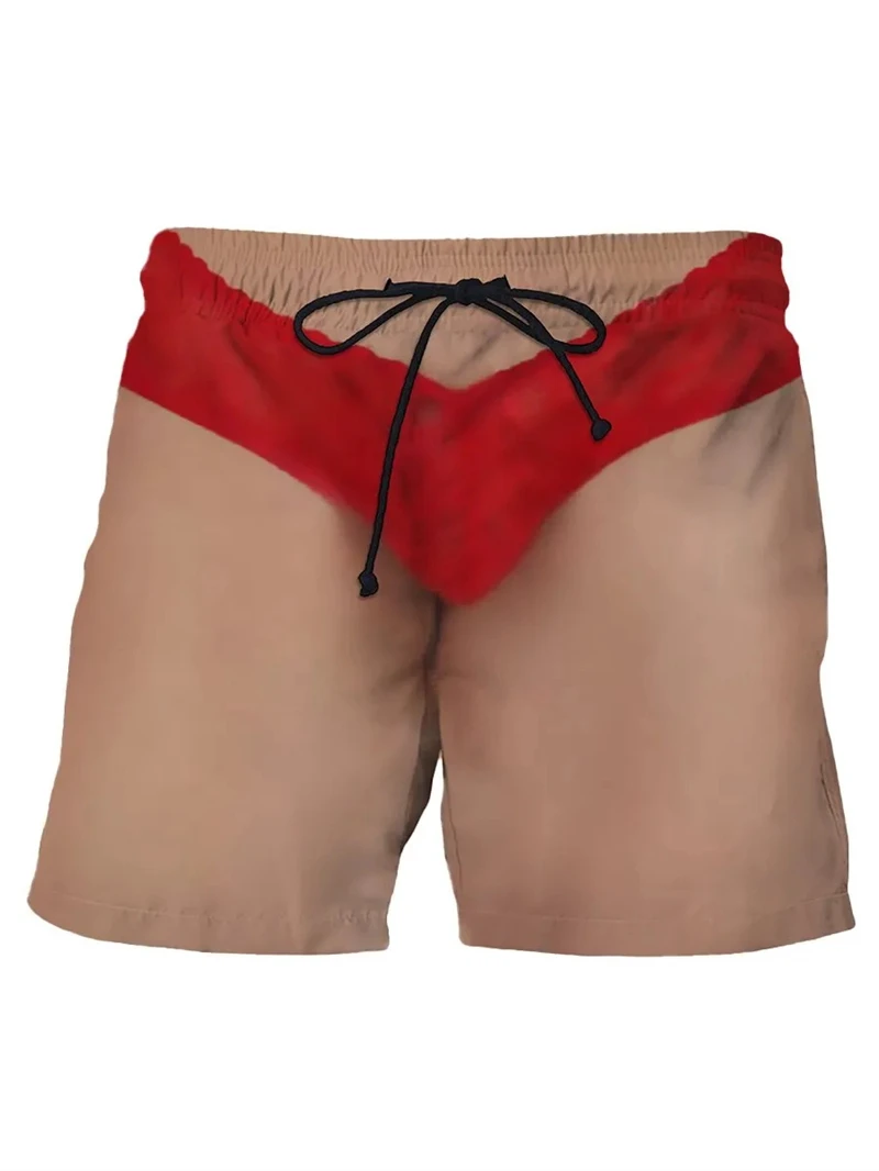 New Summer Men's Board Shorts Swimming Pants Funny Fake Underwear 3d Printed Personality Novelty Unisex Casual Trunks Quick Dry