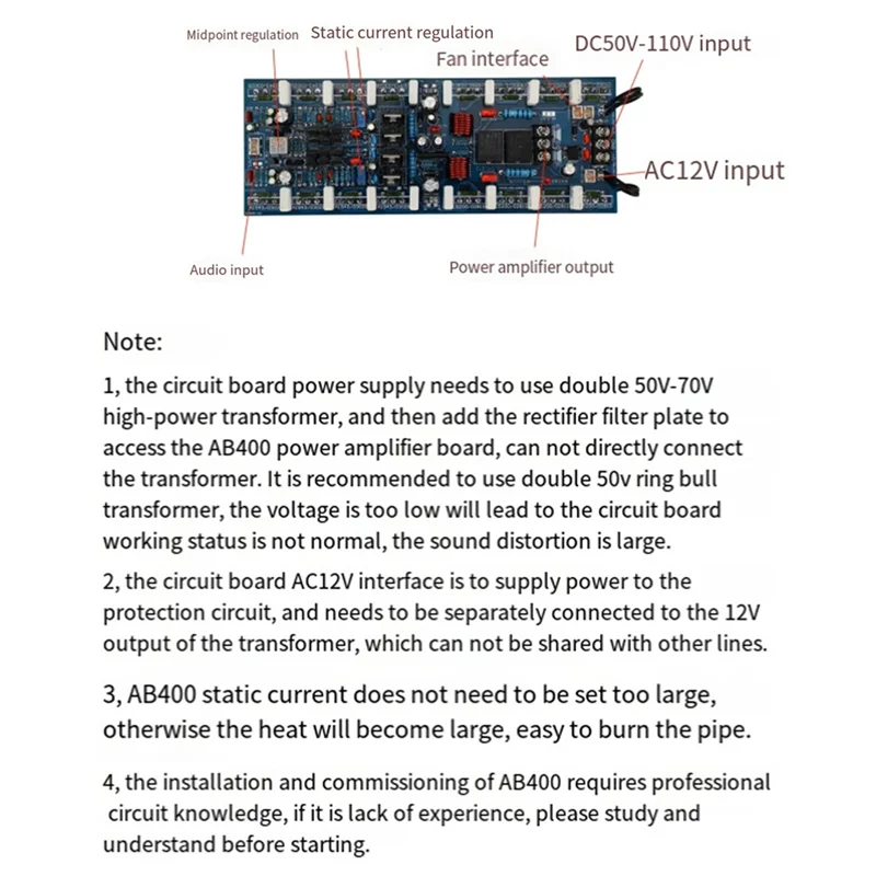 

Плата усилителя AB400 400 Вт X2, TA1943/TTC5200 2,0 усилитель мощности Hi-Fi для пассивного динамика