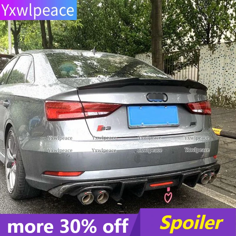 

For Audi A3 S3 4 Door Sedan 2014-2019 Rear Trunk Lip Spoiler High Quality ABS Plastic Unpainted Color Body Kit Accessories