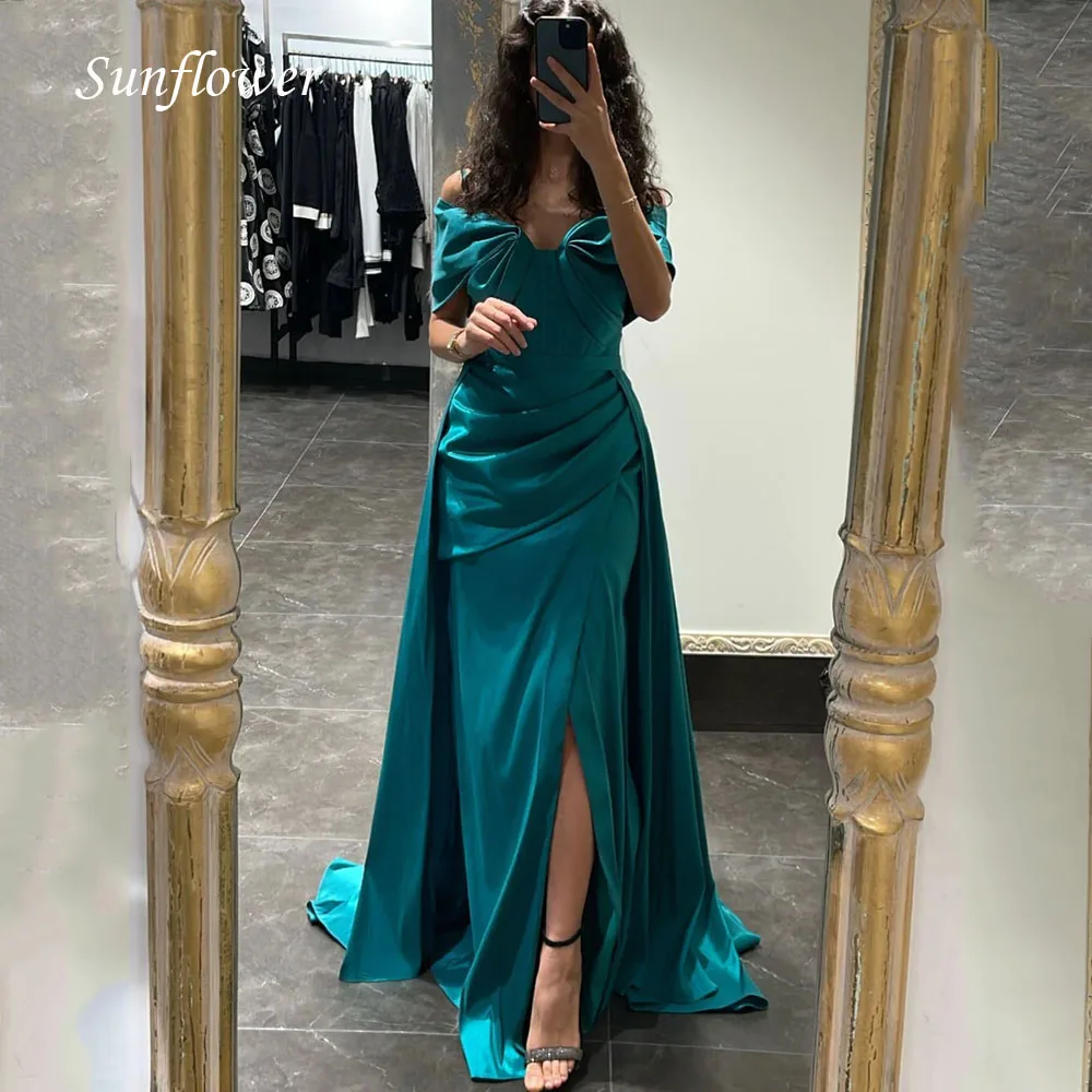 

Sunflower Bow Off the Shoulder Prom Gowns Floor-Length Pleat Mermaid Evening Dress Backless Party Dress 2023 High-end Custom