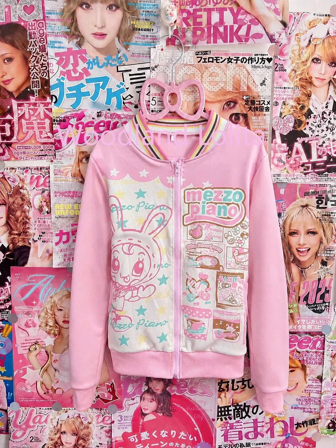 Japanese Cute Cartoon Mp Printed Coat Jojifuku Long-sleeved Zippered Cardigan Autumn New Sweet Girl Pink Baseball Jacket Y2k Top