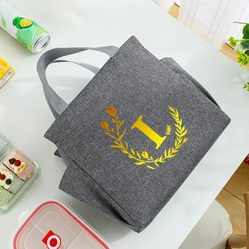 Cooler bag lunch bag new design letters pattern thick foil lining portable for picnic office large capacity side pocket