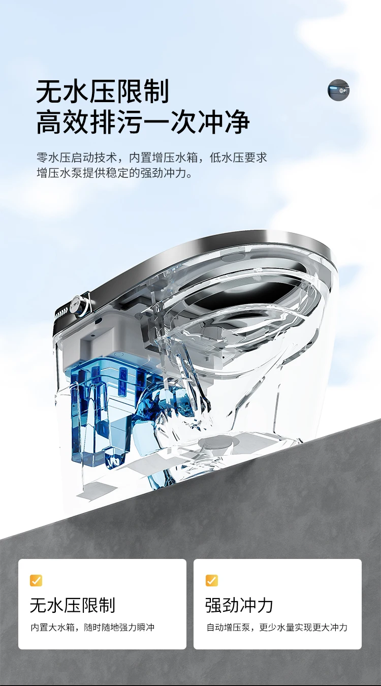 Household intelligent fully automatic integrated instant heat gray no water pressure limit electric