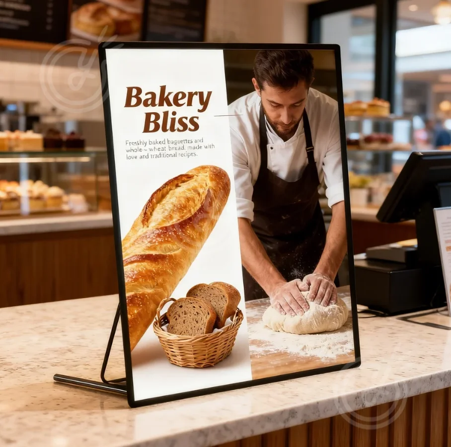 Cadre publicitaire lumineux LED personnalisé ultra-lumineux pour affiches, menus de boulangerie, présentoir de table et gadgets publicitaires