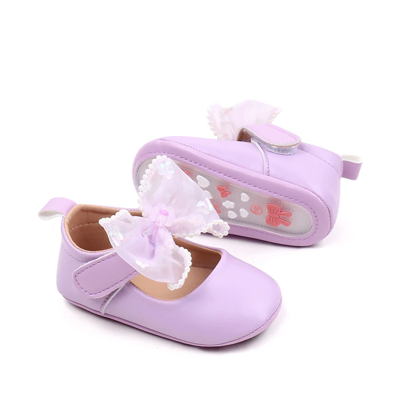 Bebê meninas mary jane sapatos princesa bonito arco design macio antiderrapante infantil bebê primeira caminhada sapatos