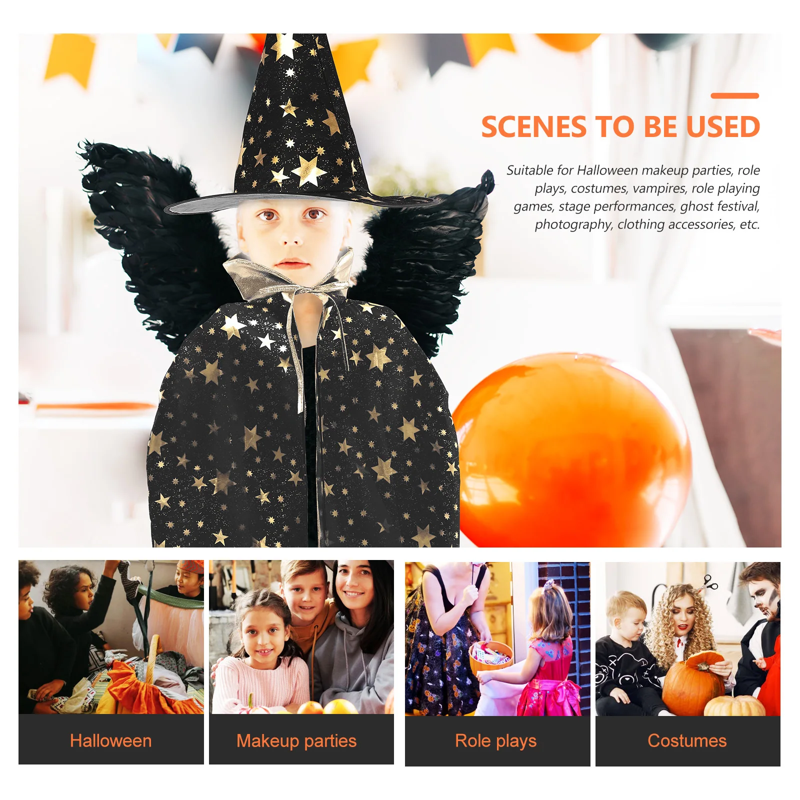 1 ensemble citrouille Halloween Cape citrouille chapeau enfants Cosplay Costume tenue lumineuse enfants ensemble d'outils Costumes d'halloween