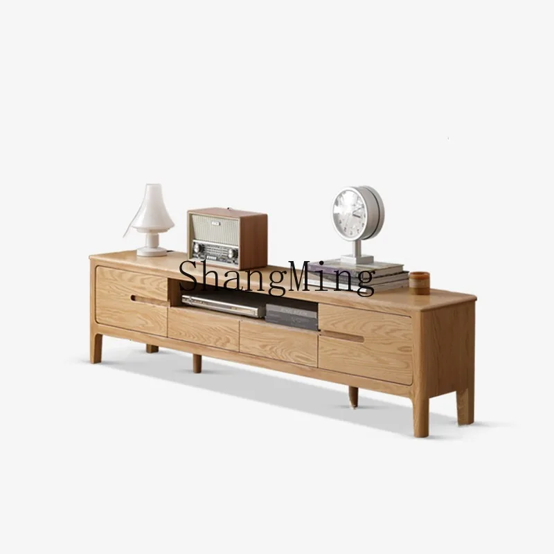

ZHB solid wood TV cabinet wind oak TV combination modern simple small apartment floor cabinet living room furniture