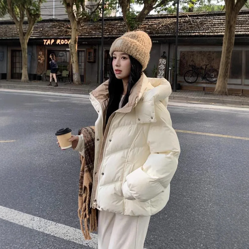 Veste courte en duvet de canard blanc pour femme, manteau d'hiver épais et chaud, petite taille, nouvelle collection 2025