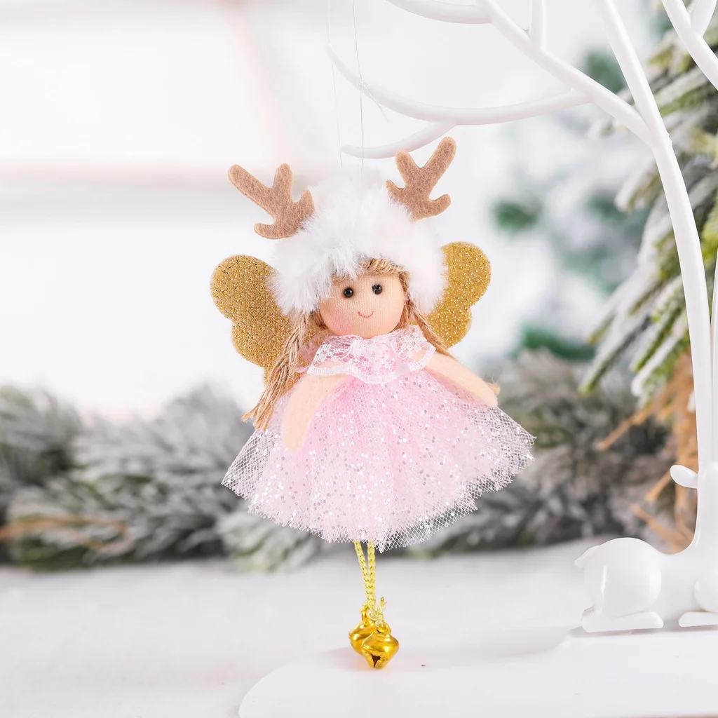 Cartoon Kawaii Owl Angel Girl Doll Pendant Hot Sale Christmas Plush Cute Angel Girl Doll Christmas Tree Pendant Room Decoration