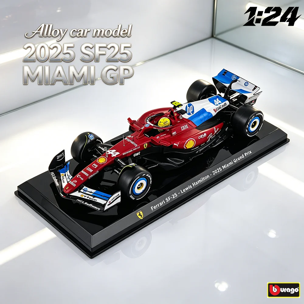 bburago-1-24-2025-sf25-miami-gp-44-lewis-hamilton-f1-ferrari-series-formula1-alloy-model-car-2023-sf23-2024-sf24