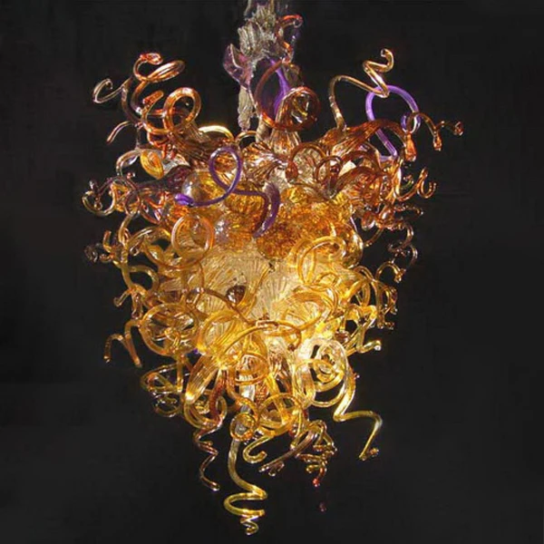 

Amber and Purple Glass Pendant Lamps Hand Blown Curly Art Glass Chandelier Light Fixtures for Home Decoration