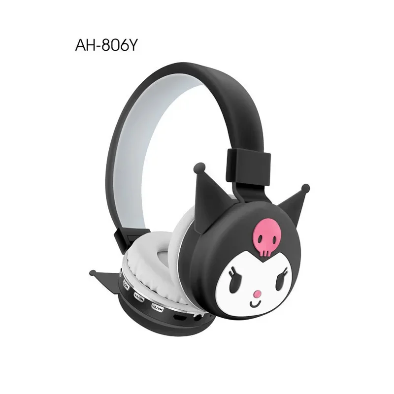 Sanrio Hello Kitty Kuromi Bluetooth Headphone Wireless Headsets Cartoon with Mic Foldable Lightweight Earphone for Phones Laptop