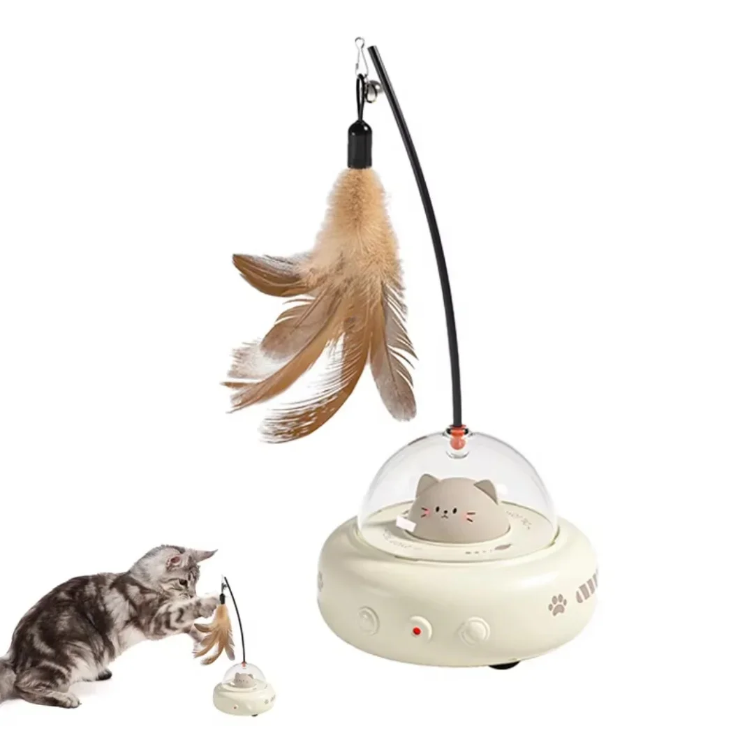 

Electric Interactive Cat Toy Moving Colored Feather Teaser with Laser Kitten Toys Rechargeable Sensing Pet Exercise Kicker