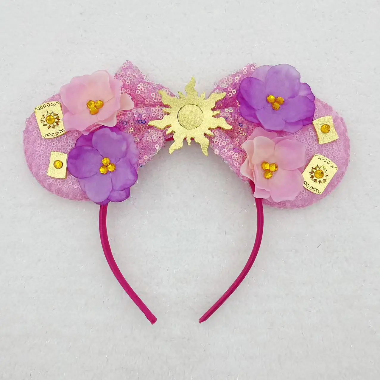 Miniso السحرية السحرية موضوع عقال رابونزيل ميكي الأذن عقال الترتر القوس عقال ميكي إكسسوارات الشعر