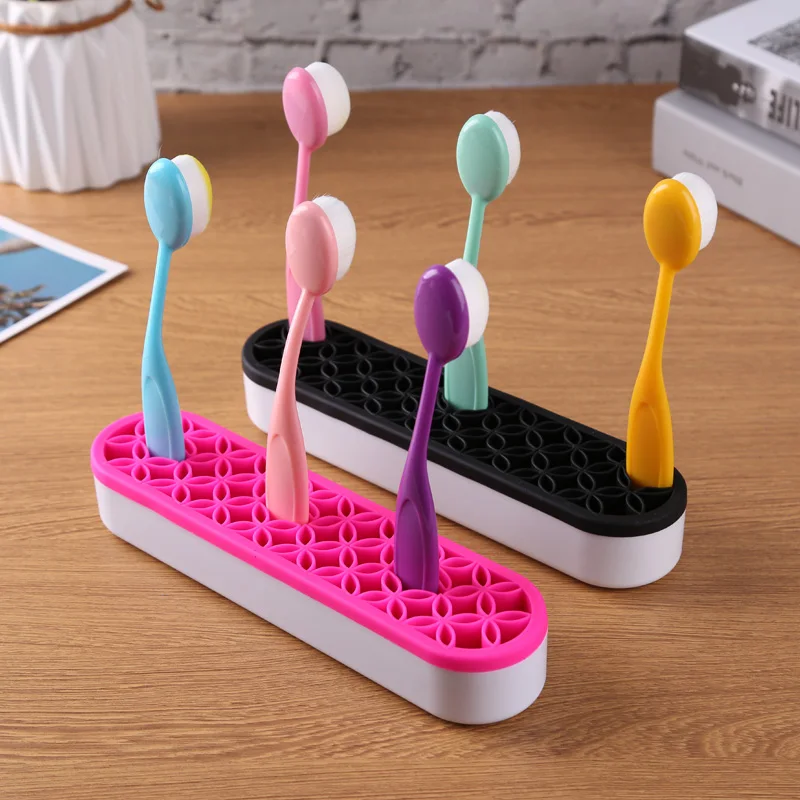 Hole Oval Brush Holder Rack Bracket Shelf Organizer for Storage Blending Brush Display Holder White Black 2024 New