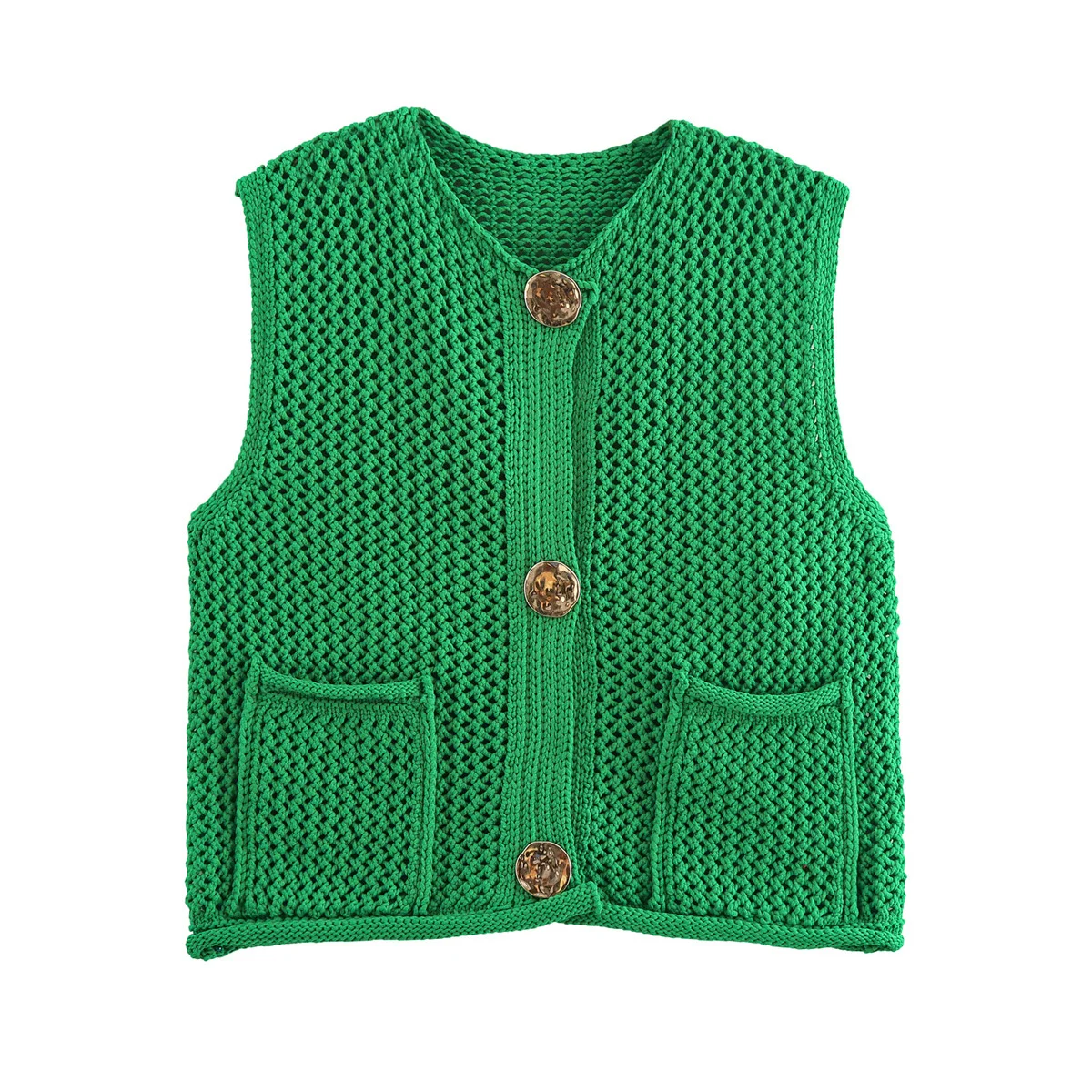 Cropped Sweater Women Vests Loose Casual Sweater Vests Button Up V Neck Sweater Kamizelka dla kobiet Dzianinowe kardigany z kieszeniami