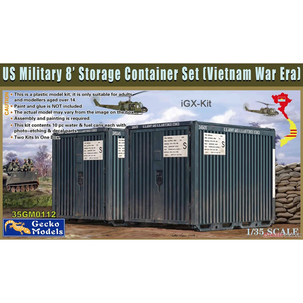 

Gecko 35GM0112 1/35 US Military 8 Storage Container Set Scenario Miniatures Plastic Building Hobby Craft Toy Assembly Model Kit