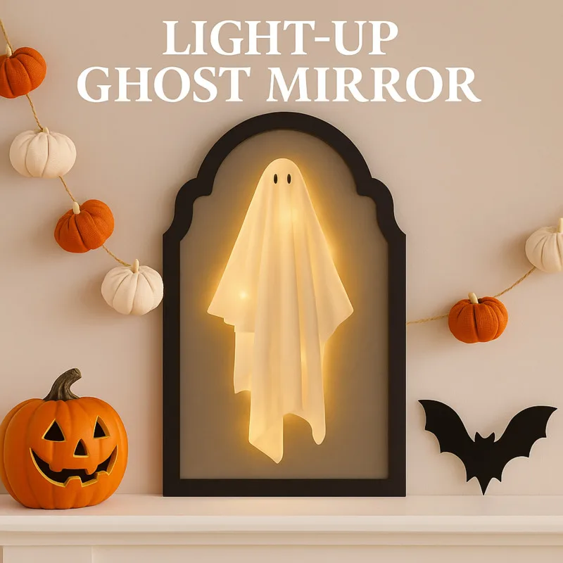 

Spooky USB Halloween Ghost Mirror, Haunted House Floating Ghost Projection, Indoor Scary Room Decor For Holiday Party