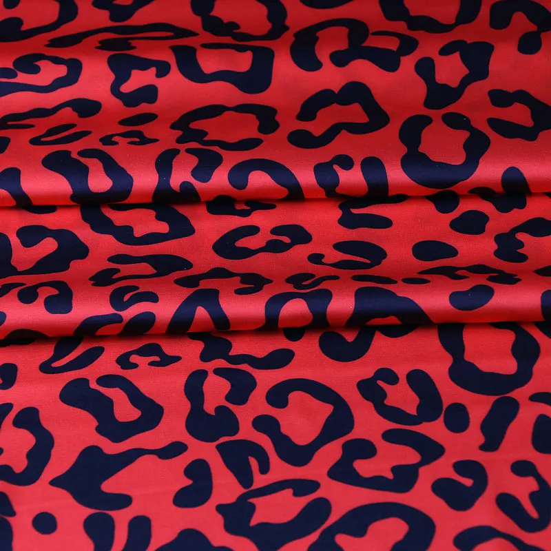 European Brand Fashion Design Fabric Leopard Print Summer Soft Polyester Satin Fabrics Cloth Diy Sewing Material by the Meter