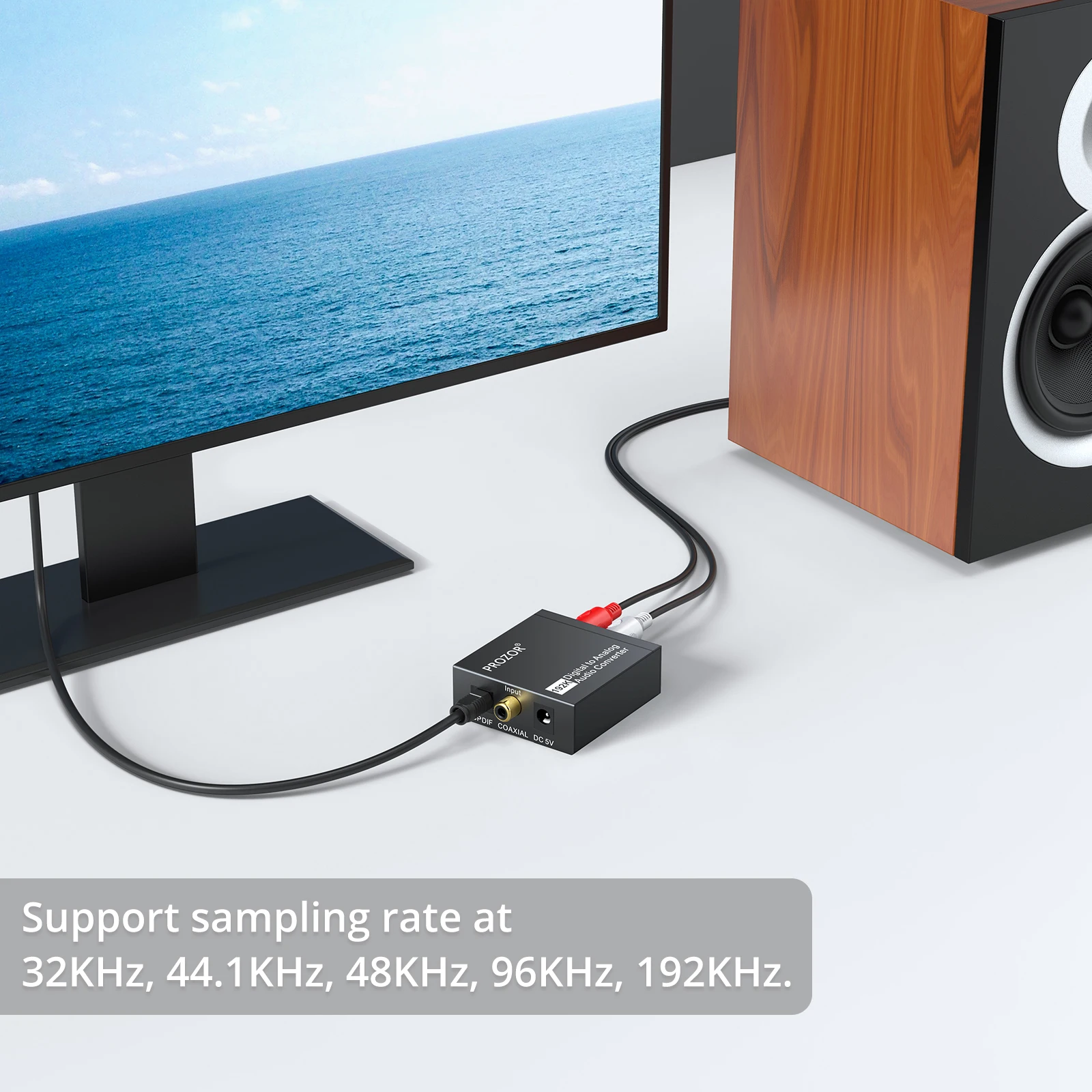 PROZOR-Convertidor de Audio Digital DAC SPDIF Toslink, entrada Coaxial RCA de 3,5mm, salida de auriculares, adaptador de Audio Digital a analógico, hierro