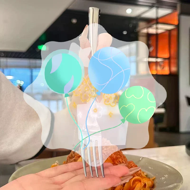 Stainless Steel Dinner Fork Long Handle Table Forks Set Korean Cutlery Four Tine Salad Dessert Fruit Forks Kitchen