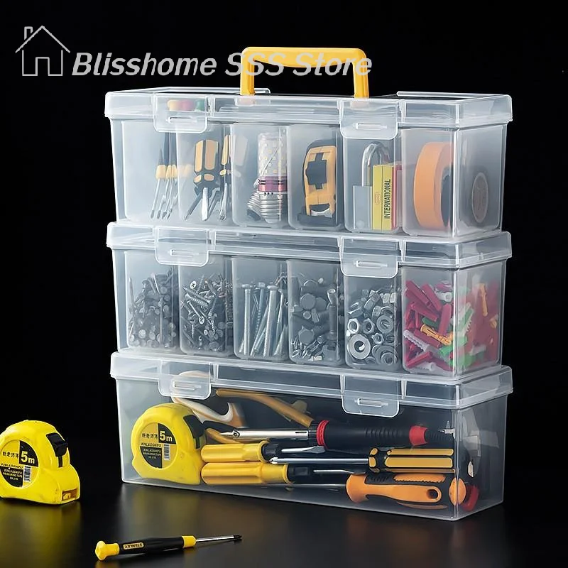 【S】Professional 7-Piece Tool Organizer Set,Transparent Parts Storage Dividers-Portable Case Screws,Wrenches Hardware
