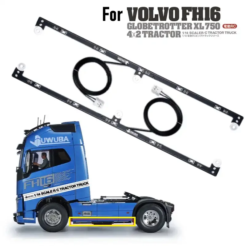 JUWUBA LED Lampki Boczne Podświetlenie Progów do Samochodu RC Tamiya 1:14 VOLVO FH16XL 750 4X2 56375 Części DIY
