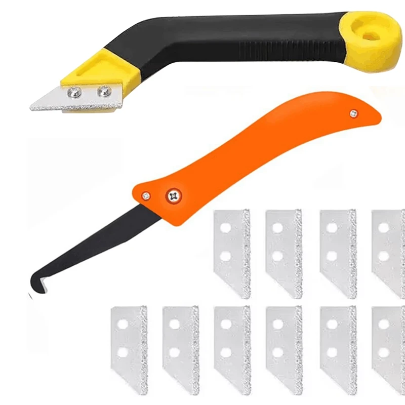 

New Set Of 12 Grout Scraper Tools Folding Hook Knife Grout Saw Tool Band 6 Replacement Blades Tile Grout Bevel Grout Cleaner