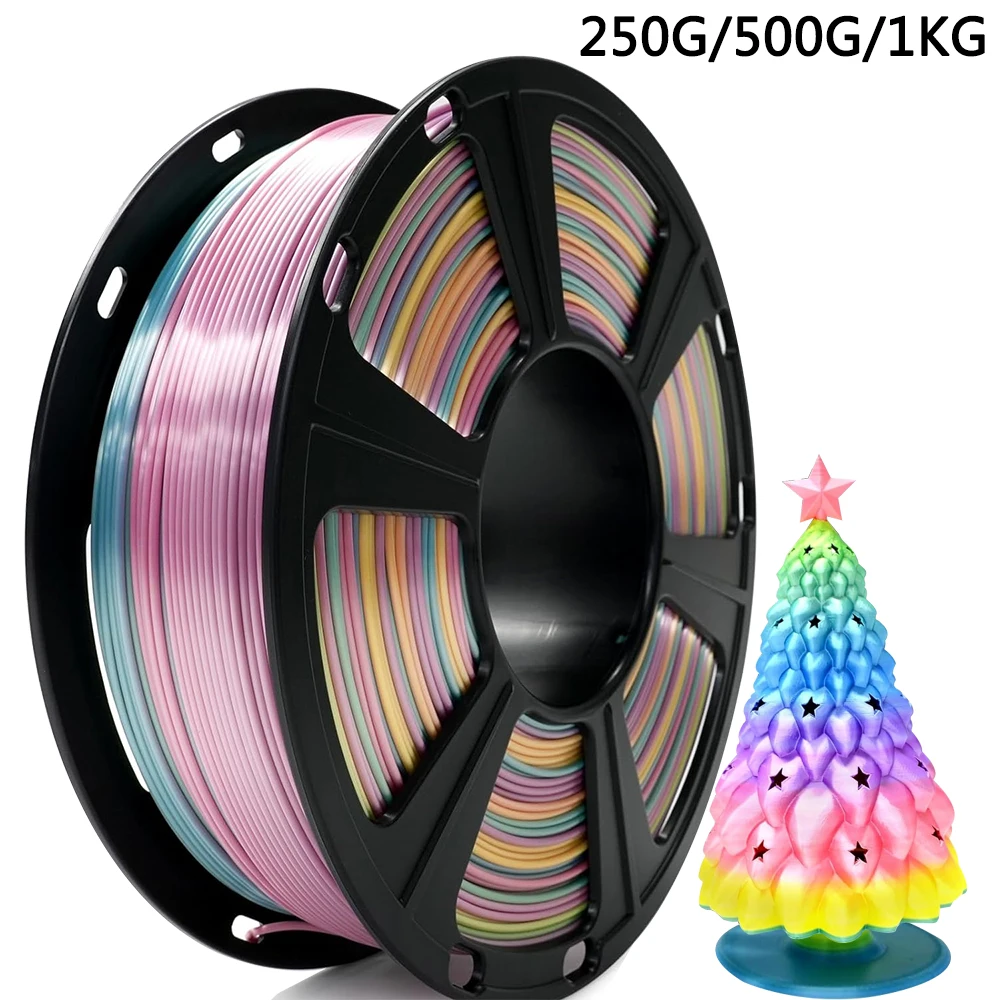 

PLA Silk Rainbow Macaron Color 3D Printer Filament 250g 500g 1Kg Rainbow Color 1.75mm for 3D Printing Material