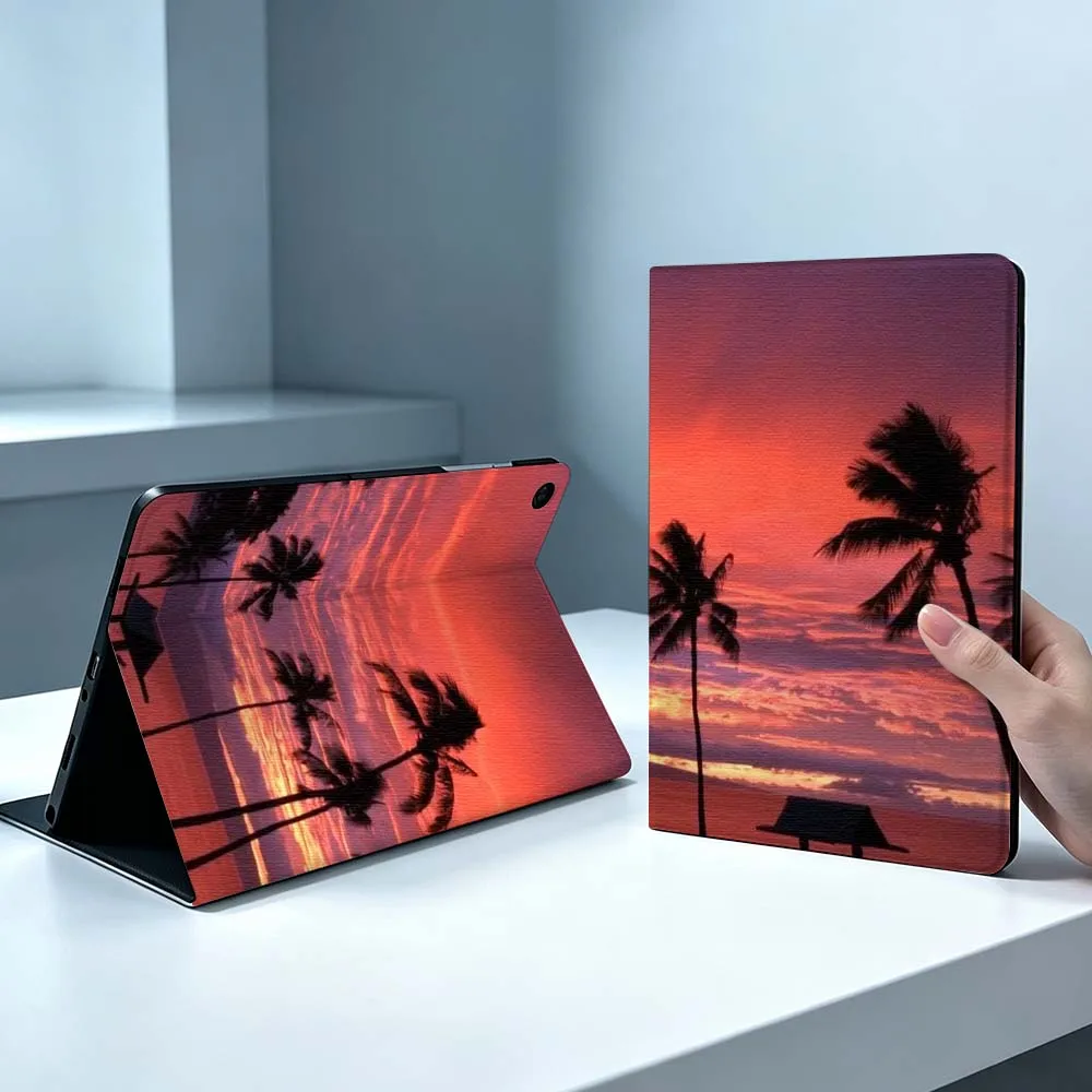 Sunset Coconut Tree Soft For Samsung Galaxy Tab S11 S10 S9 S8 S7 S6 A9 A8 A11 Lite FE Plus Pen Tray Tablet Case