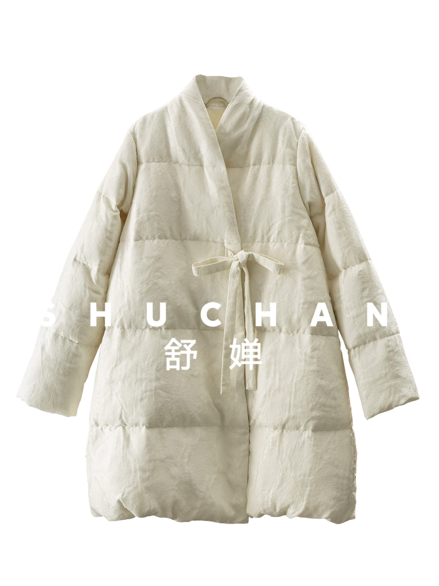 جديد الصينية الملمس الجاكار 90 الأبيض أوزة أسفل سترة متوسطة وطويلة للنساء 04J5 #1