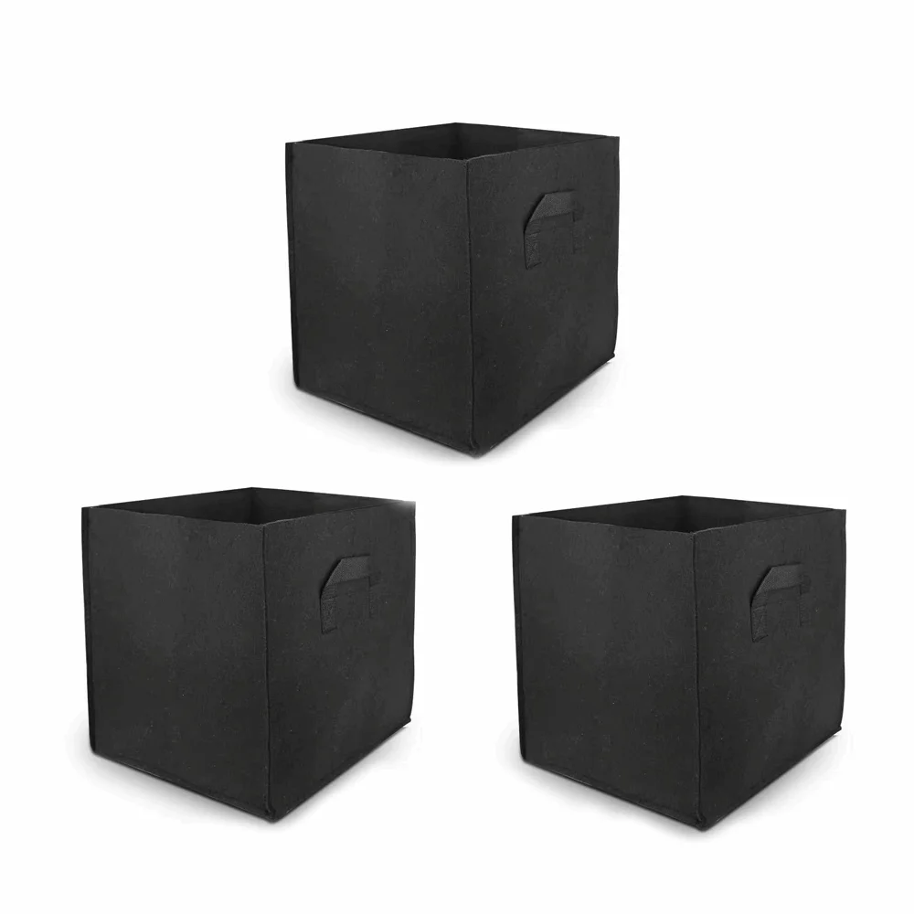 3PCS Felt Growth Bag 20 x 20 x 20 cm 25 x 25 x 25 cm Plant Container Reusable Portable Plant Growing Bag Indoor Gardening