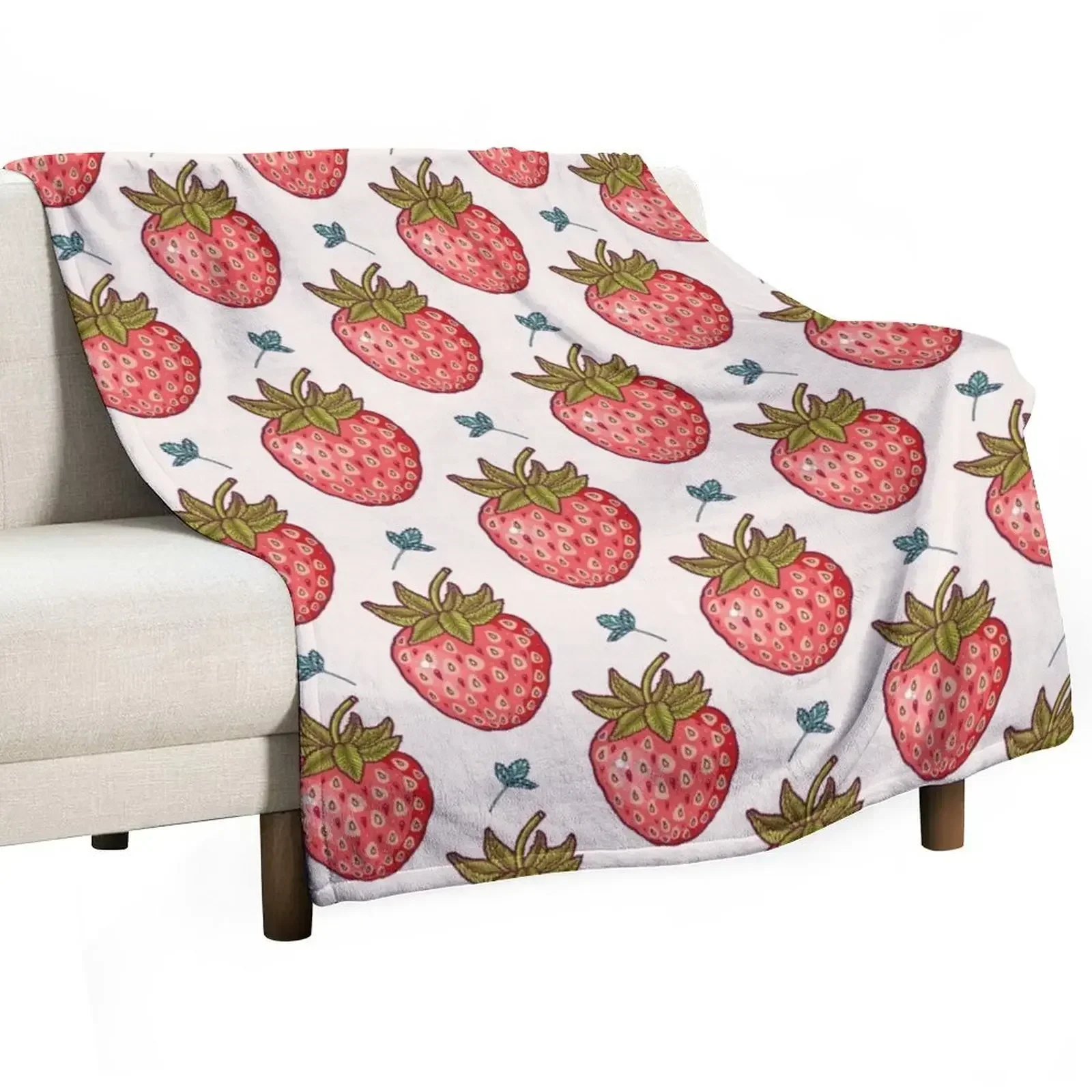 

strawberry fields Throw Blanket sofa bed Retros Custom Loose Blankets