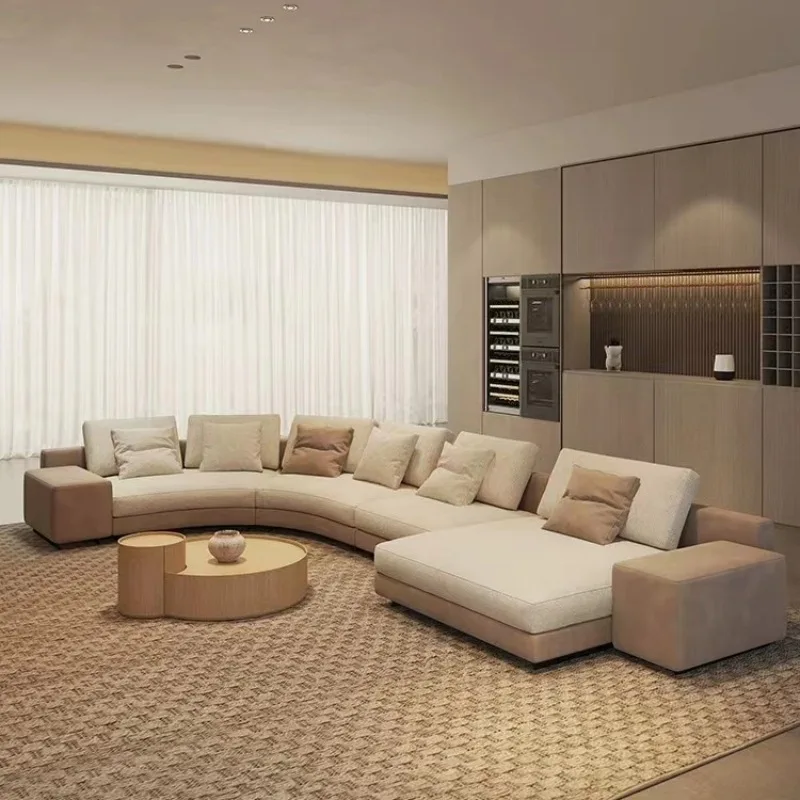 

Hot sales Italian minimalist curved corner sofa, villa large flat-floor beauty salon reception hall hotel model room