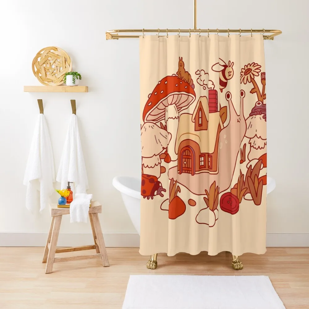 

Snail's Cozy Cottage Shower Curtain Bathroom Deco Anti-Mold Waterproof Shower Modern Showers For Bathroom Curtain