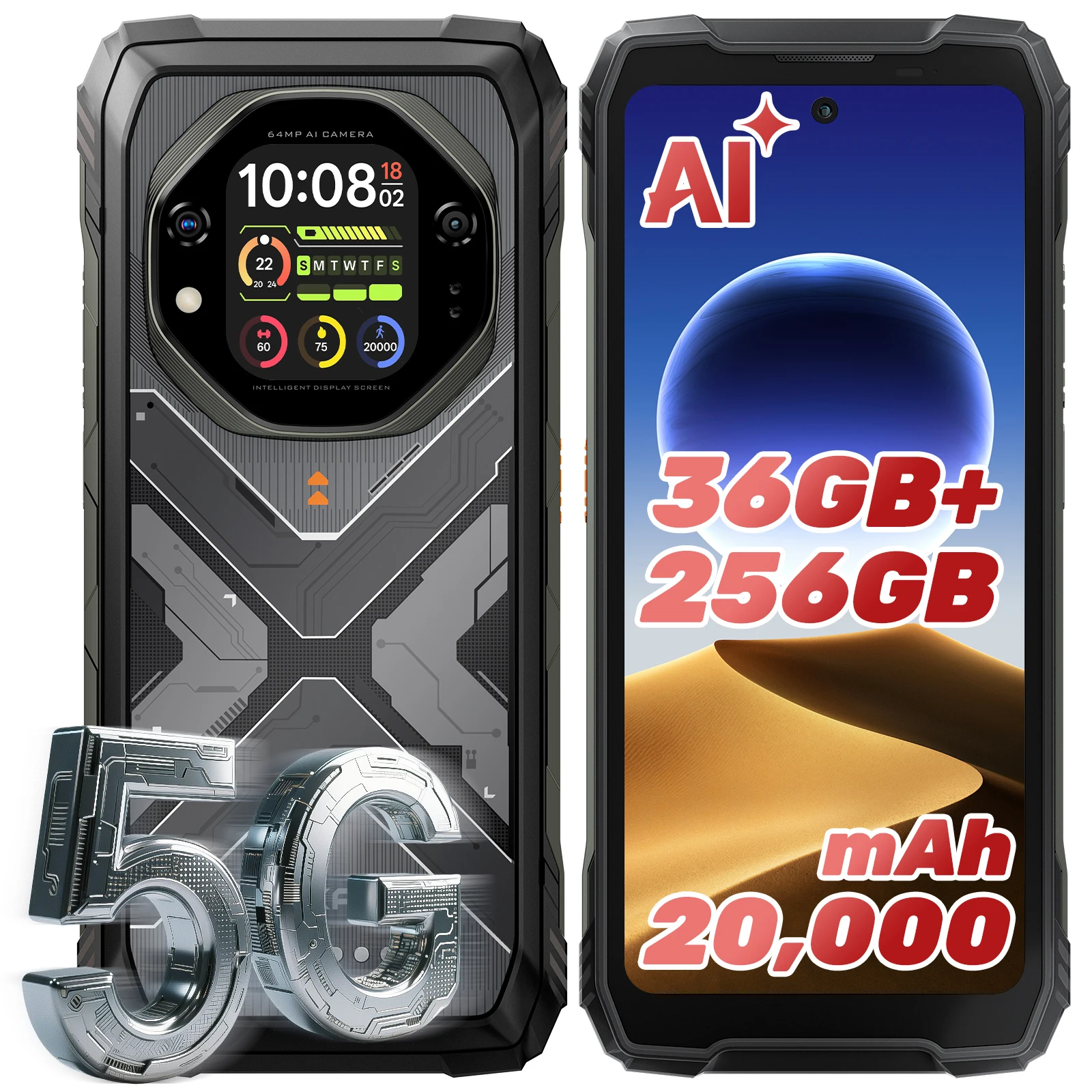 Blackview OSCAL TANK 1 5G Rugged Smartphone,20000mAh Battery, 6.78"120Hz FHD+ Display,16GB+512GB, 64MP+50MP Camera,Outdoor phone