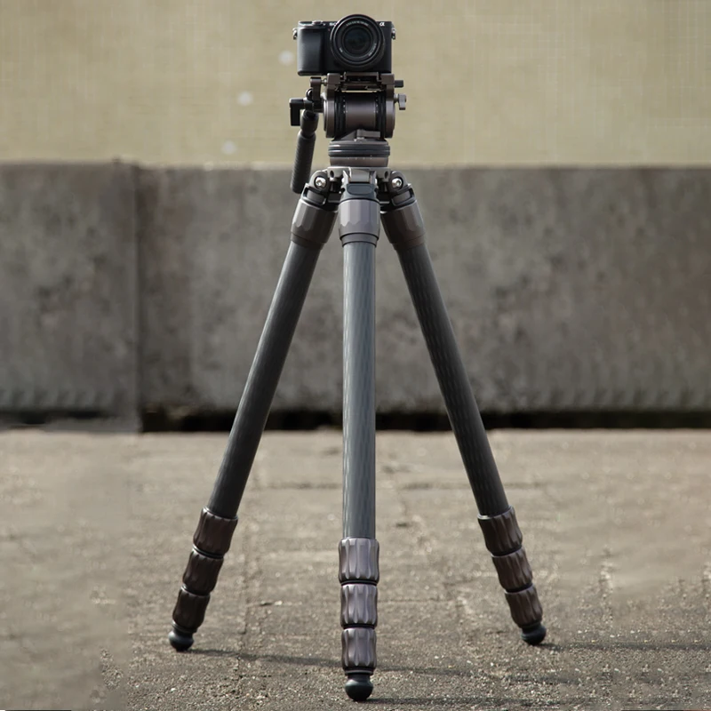 

Manizek TE485 Professional Heavy Duty Carbon Fiber Tripod Stand Durable And High Quality Video Tripod Kit With Fluid Head
