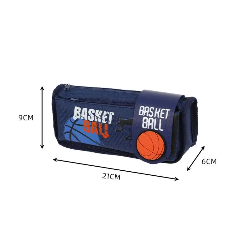 Canvas Basketball Pencil Case Large Capacity Multifuntion Flip Double Pen Bag Ins Cartoon Cartoon Basketball Stationery Box